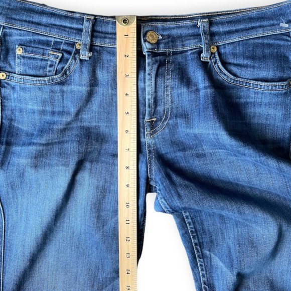 7 For All Mankind the Slim Cigarette Raw Hem Blue Women’s Jeans. Size 29 - Picture 7 of 9